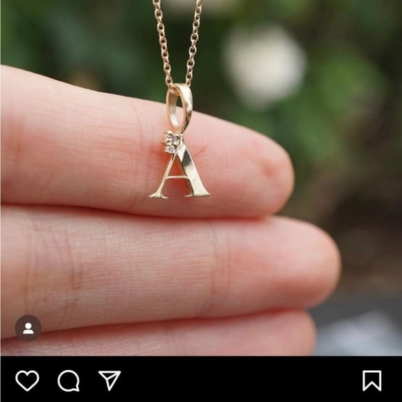 Bayou with love 14k gold and diamond initial charm. - Picture 3 of 6